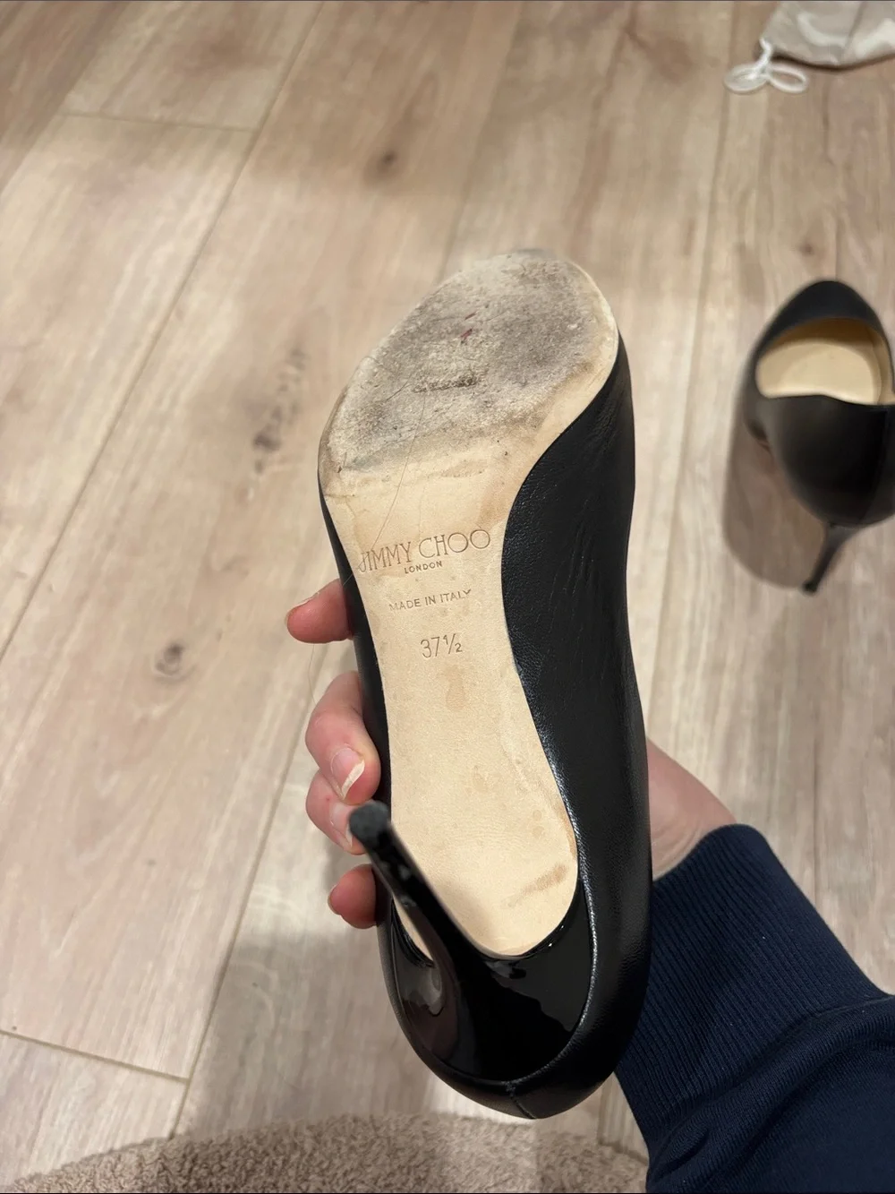 Jimmy Choo Black Leather Round-Toe Pumps